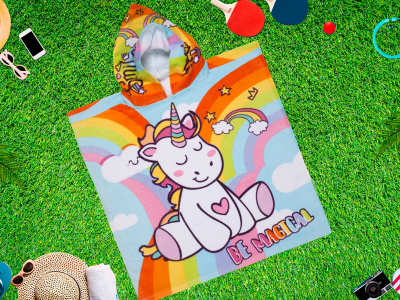 Toalla poncho Unicornio